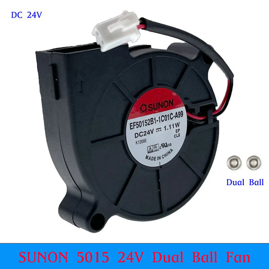 Sunon 3D Printer Blower Fan 5015 24V 1.11W Dual Ball Bearing Fan Centrifugal Cooling Turbo Fan 50X50X15mm 5015S